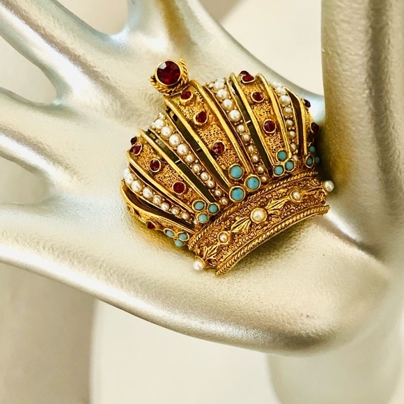 Vintage Heraldic Arthur Pepper rhinestone Imperial Crown brooch - Picture 2 of 16